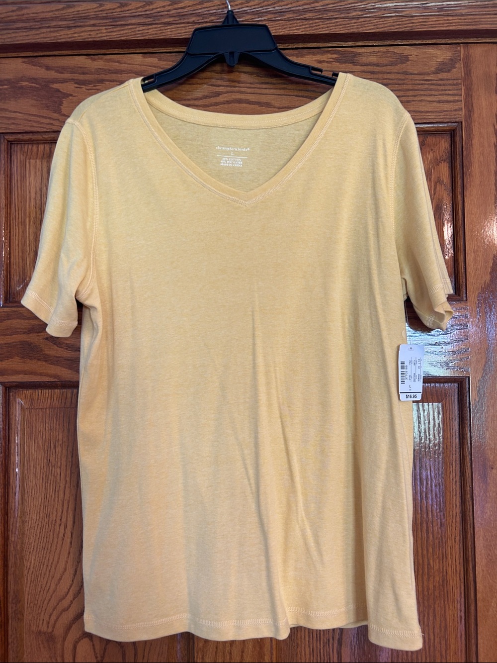 NWT Christopher & Banks soft yellow short sleeve t-shirt, size L.
